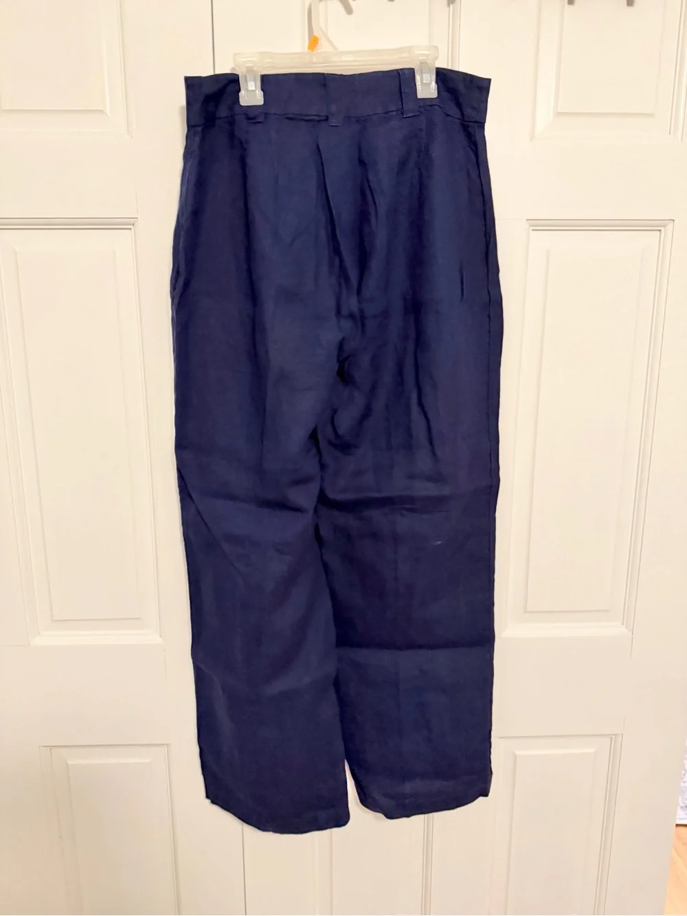 Nicole Miller Navy 100% Linen High Rise Wide Leg Pants Size 10
